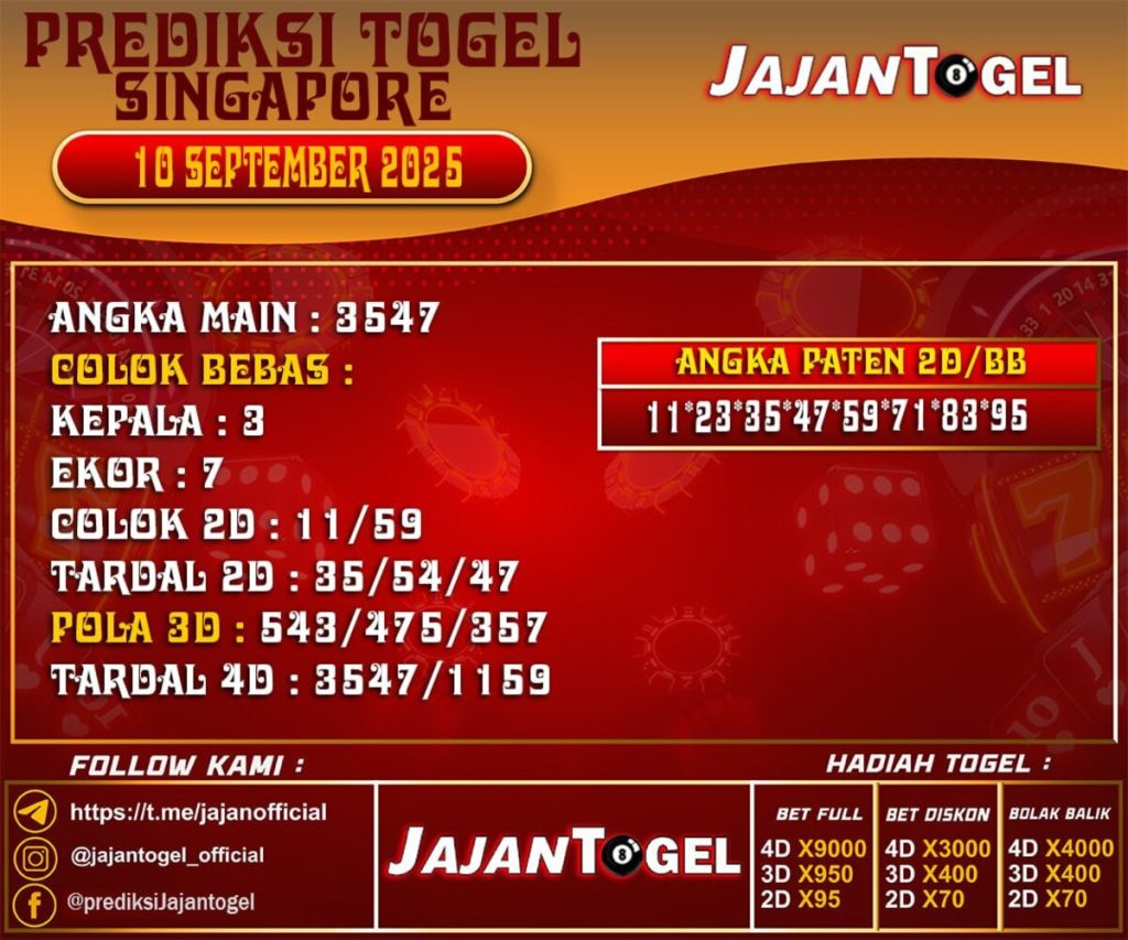 PREDIKSI SINGAPORE 10 SEPTEMBER 2025